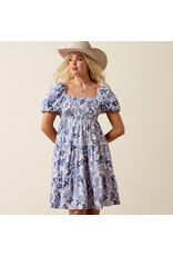 ARIAT DRESS WMS ARIAT WHITE WITH BLUE FLOWERS