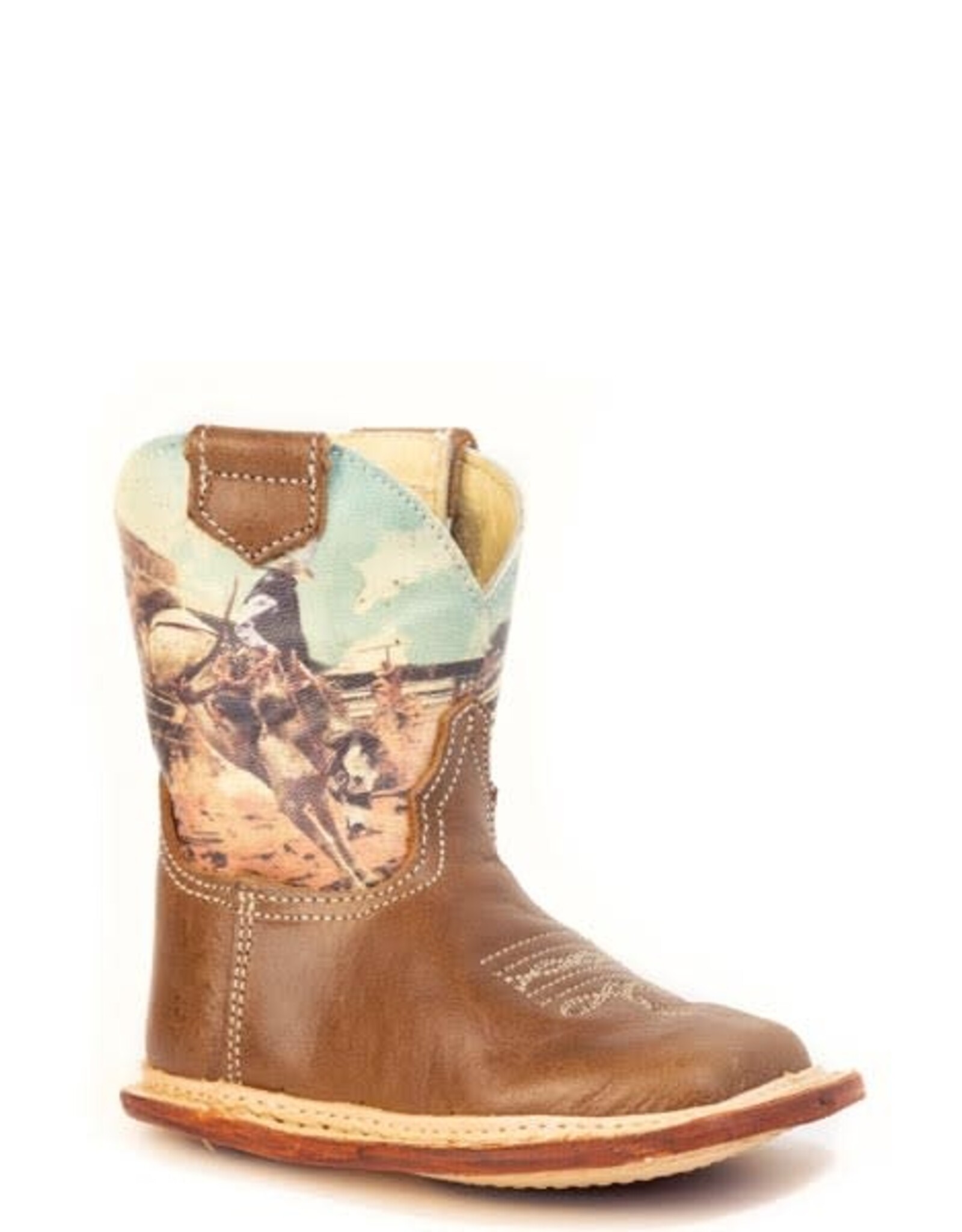 ROPER BOOTS INFANT ROPER TAN LEATHER RODEO BRONC