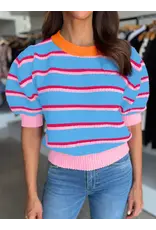 BLOUSE WMS COLORBLOCK TRIM 3/4 SLEEVE SWEATER