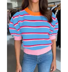 BLOUSE WMS COLORBLOCK TRIM 3/4 SLEEVE SWEATER