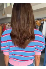 BLOUSE WMS COLORBLOCK TRIM 3/4 SLEEVE SWEATER