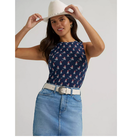 TANK TOP WMS WRANGLER BLUE WITH COWBOYS