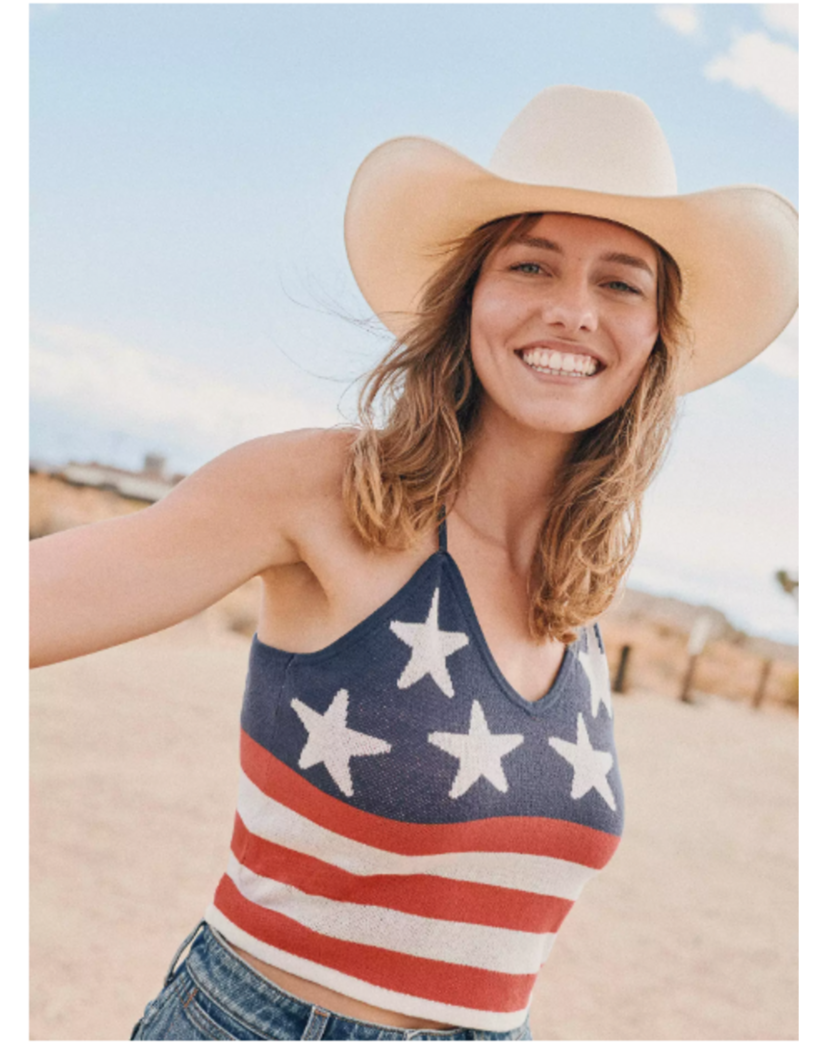 TANK TOP WMS WRANGLER CROCHET USA FLAG