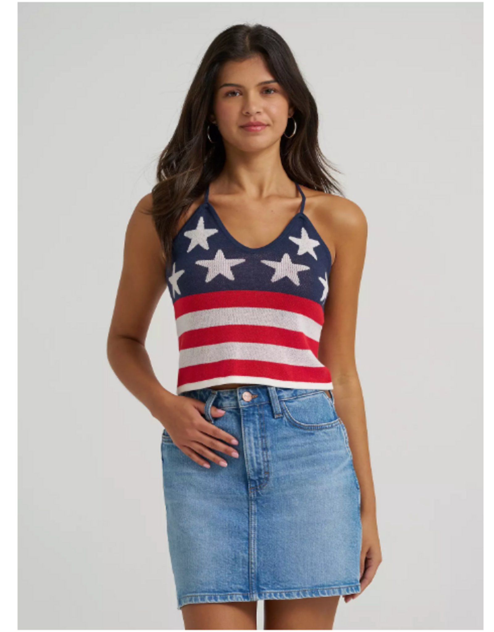 TANK TOP WMS WRANGLER CROCHET USA FLAG