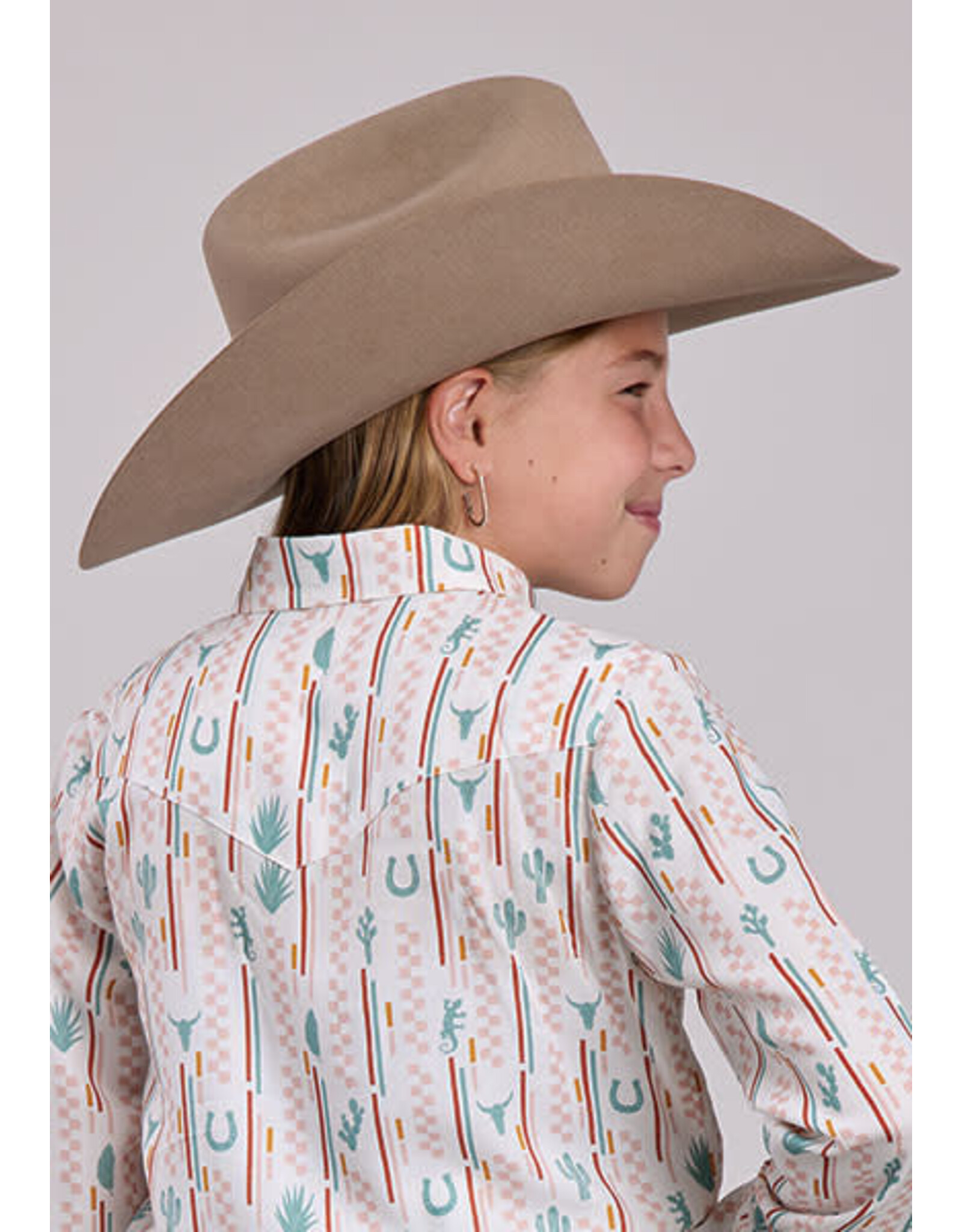 ROPER SHIRT GIRLS ROPER CHECKER CACTUS WHITE