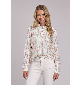 ROPER SHIRT WMS ROPER CHECKERED WITH CACTUS WHITE