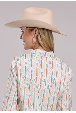 ROPER SHIRT WMS ROPER CHECKERED WITH CACTUS WHITE