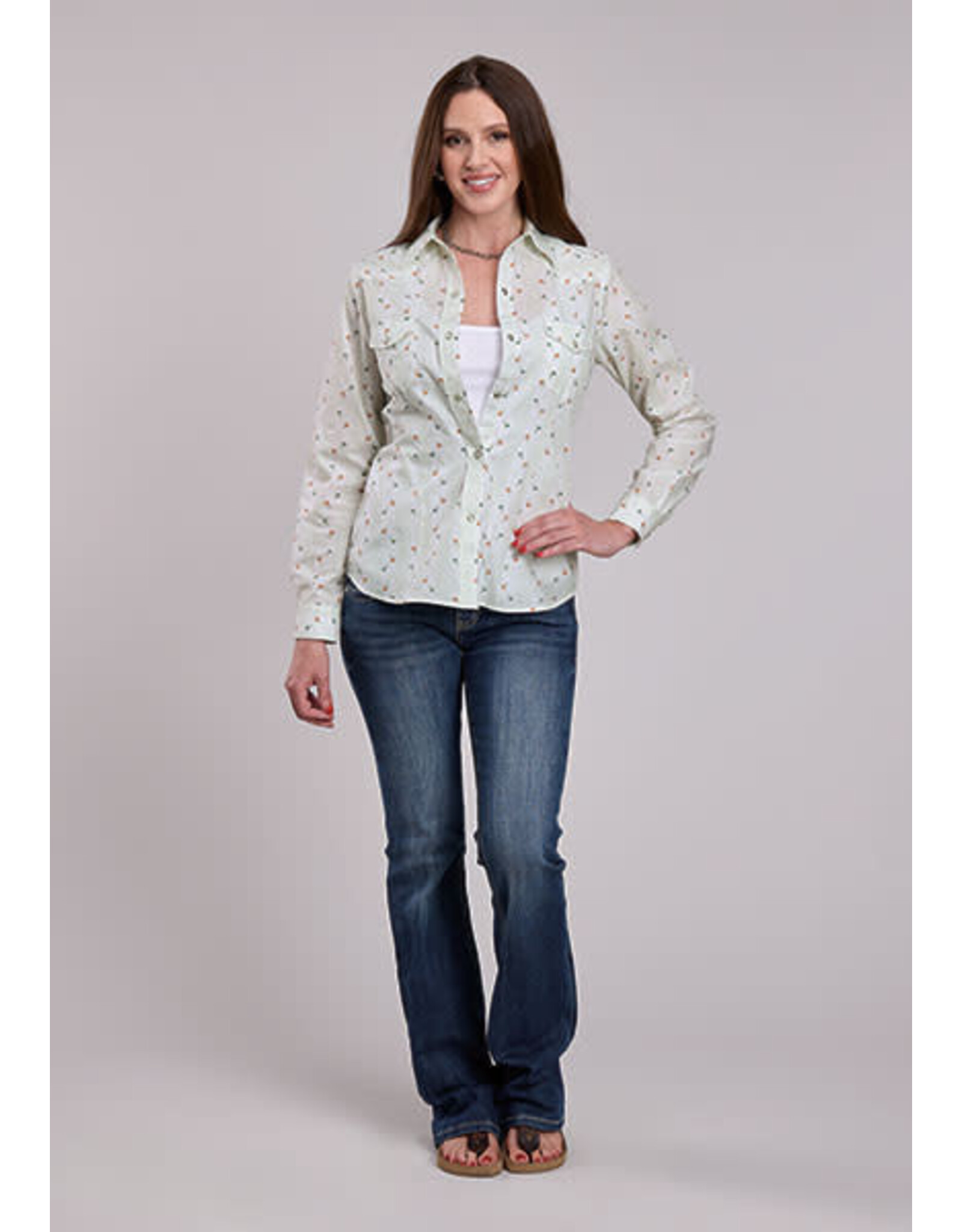 ROPER SHIRT WMS ROPER CREAM FLORAL PRINT