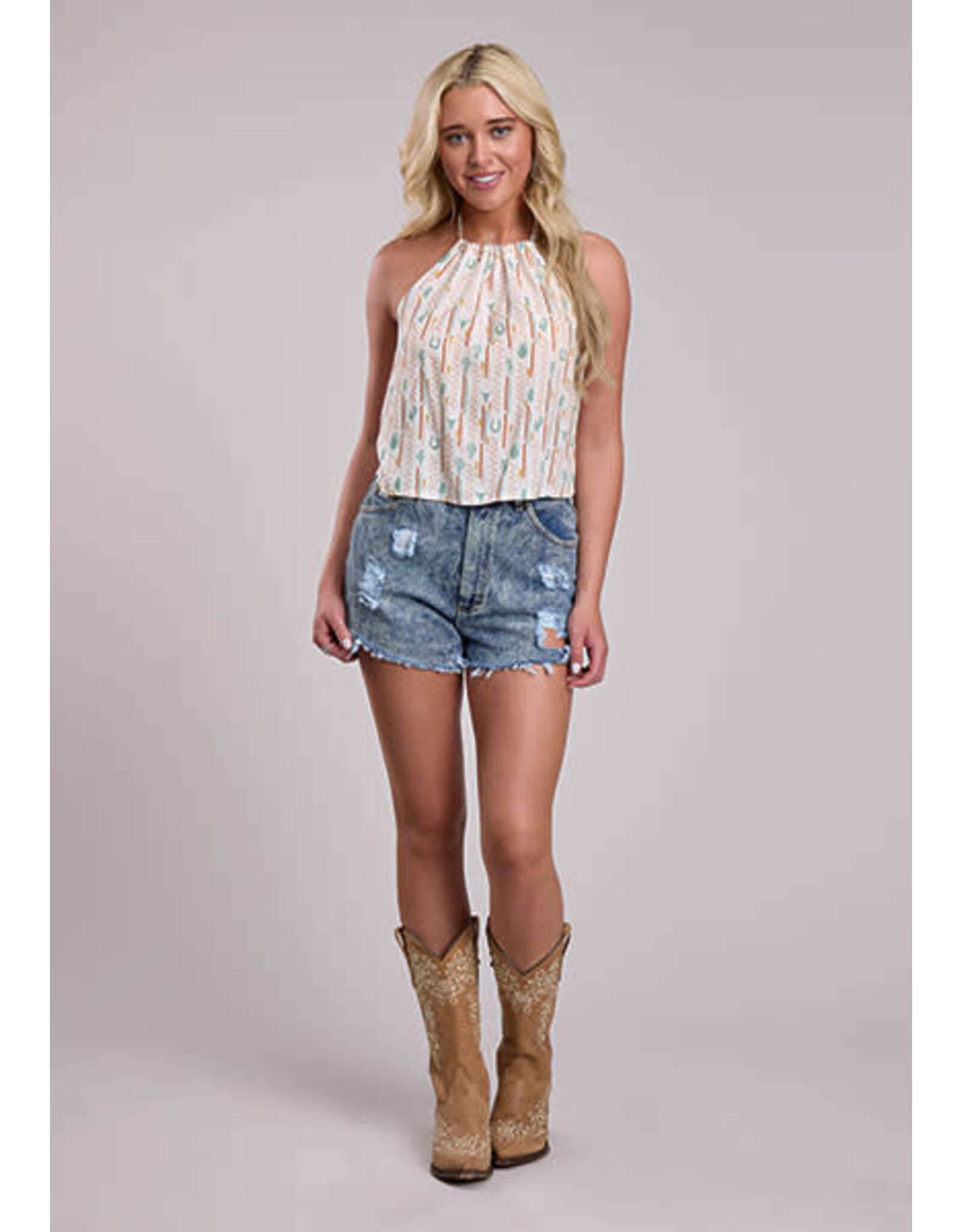 ROPER HALTER TOP WMS ROPER CHECKERED CACTUS WHITE