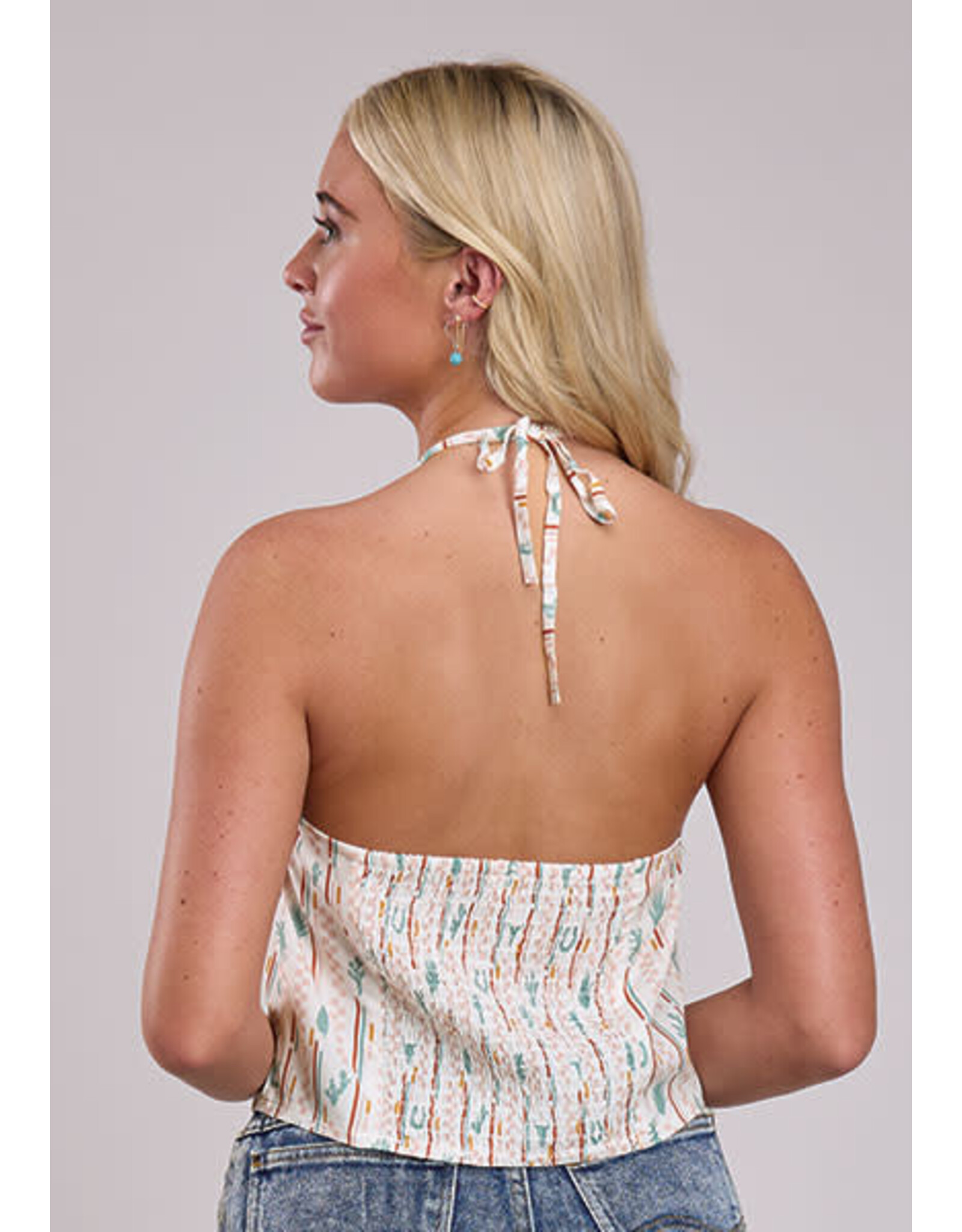 ROPER HALTER TOP WMS ROPER CHECKERED CACTUS WHITE
