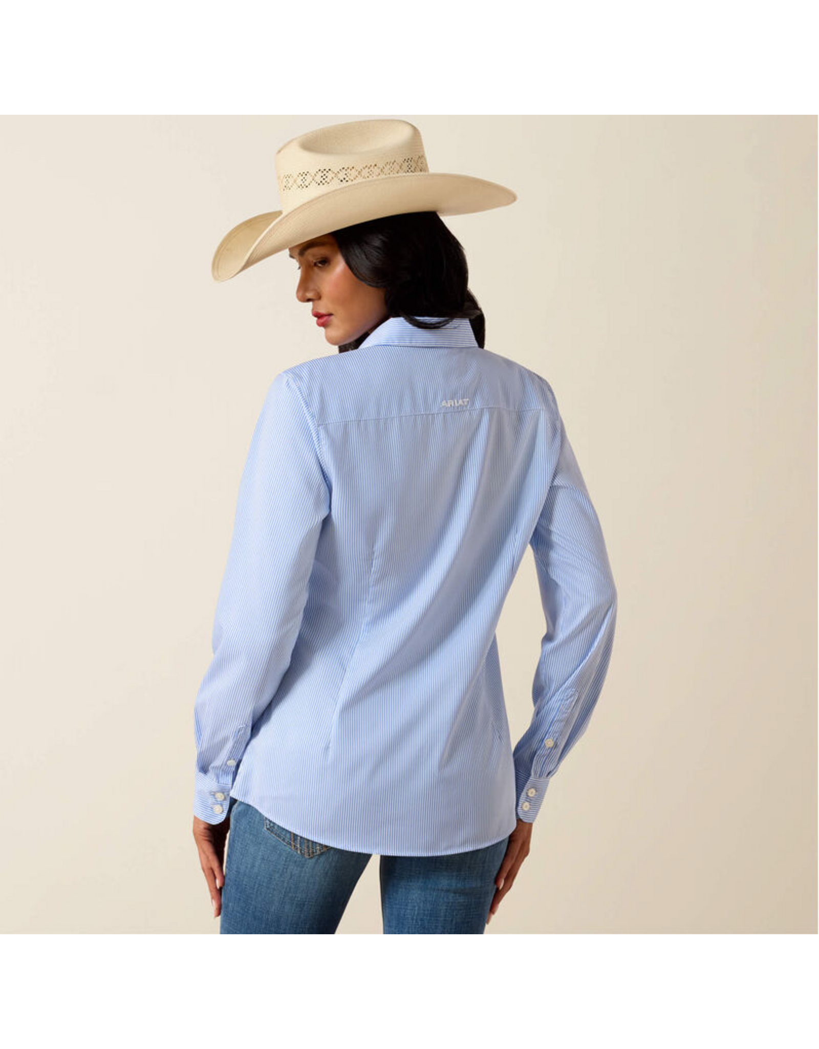 ARIAT SHIRT WMS ARIAT LS KIRBY PRO BLUE & WHITE STRIPE