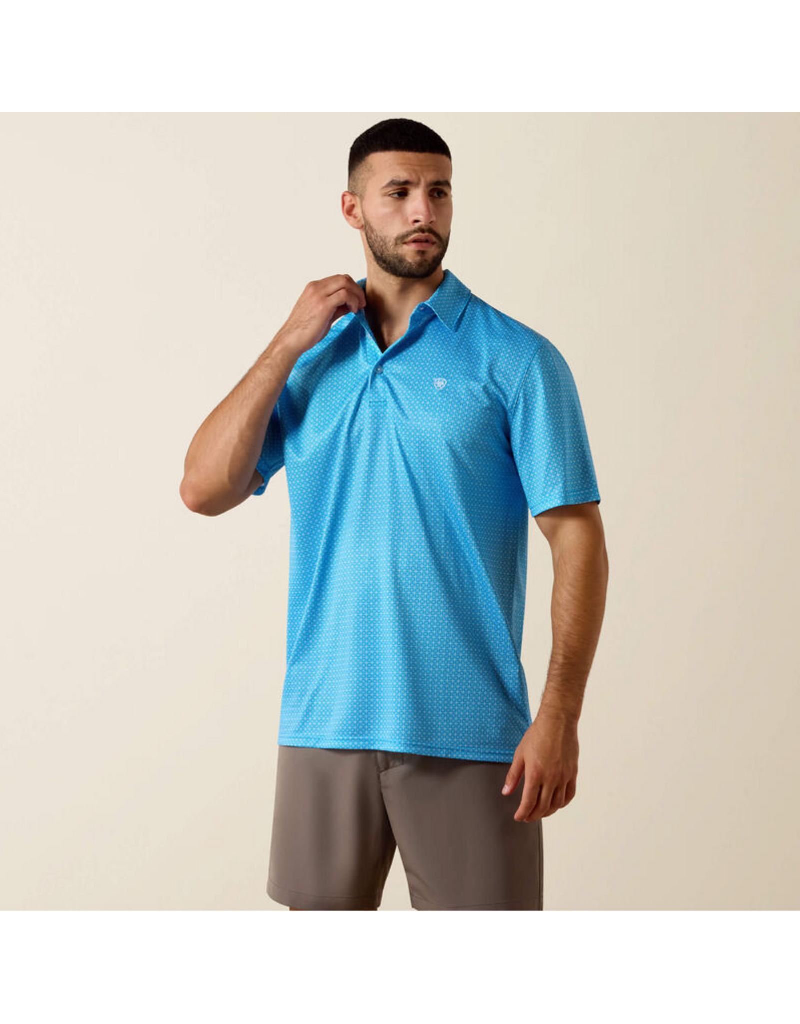ARIAT SHIRT MNS ARIAT POLO BLUE GEO PRINT