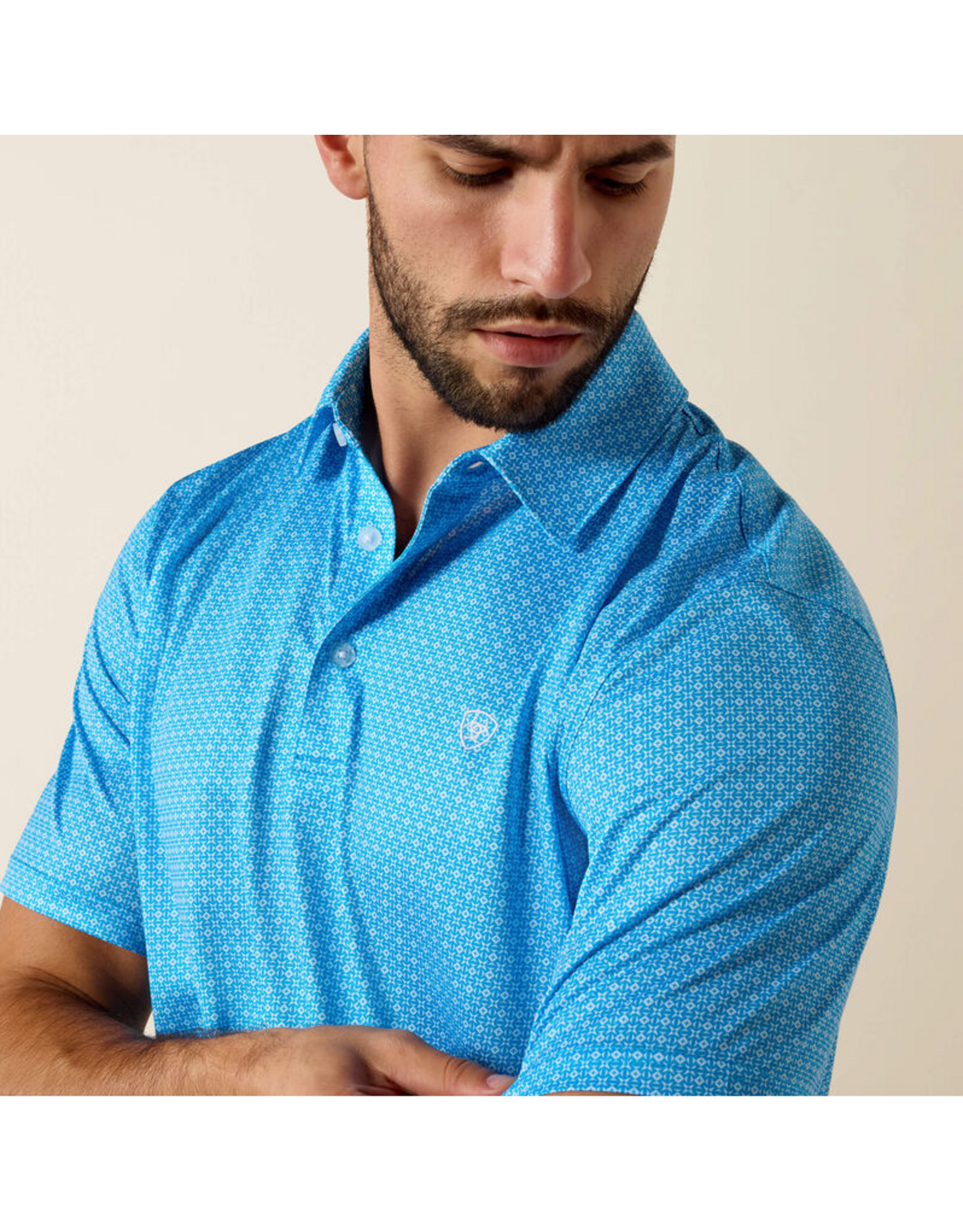 ARIAT SHIRT MNS ARIAT POLO BLUE GEO PRINT