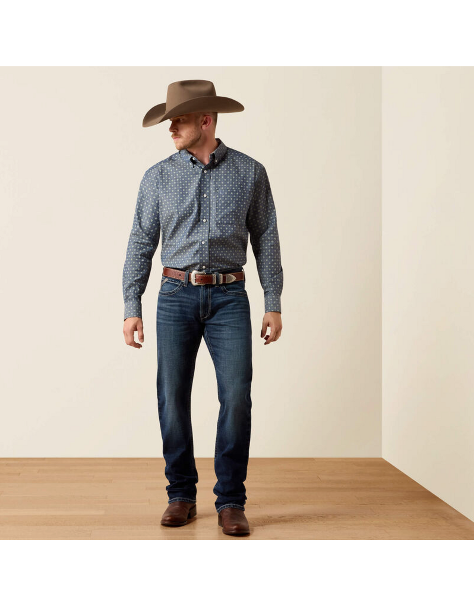 ARIAT SHIRT MNS ARIAT WALDEN CLASSIC FIT CHAMBRAY BLUE