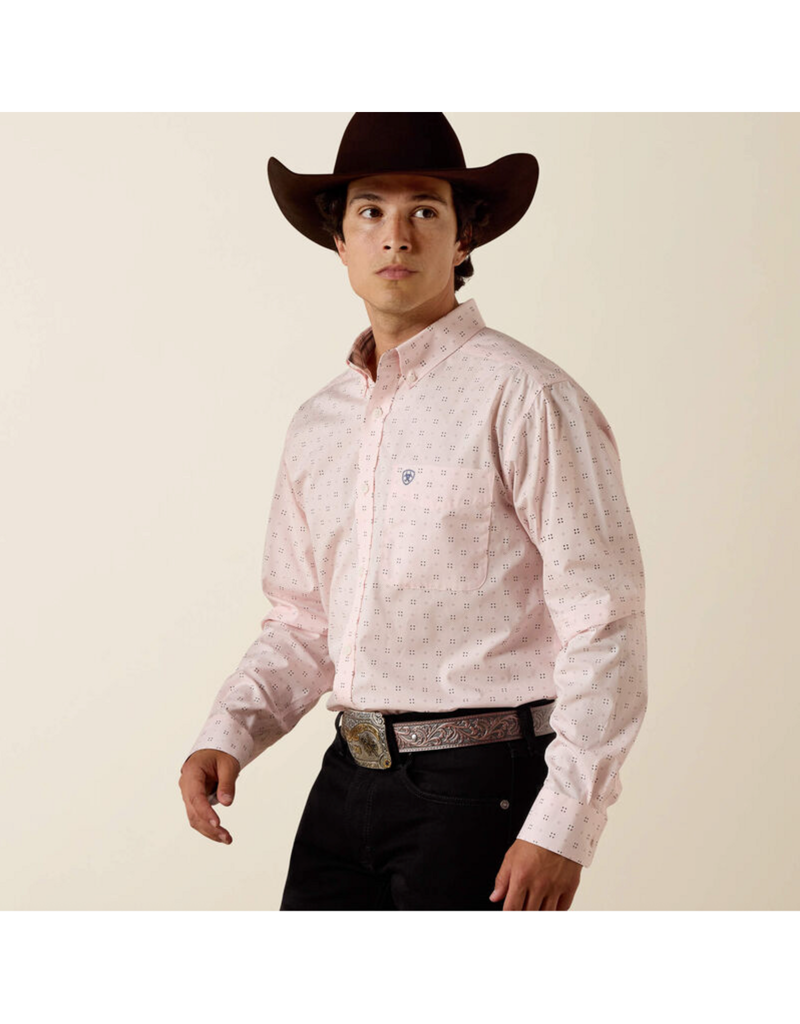 ARIAT SHIRT MNS ARIAT WALLY FITTED PINK GEO SQUARE