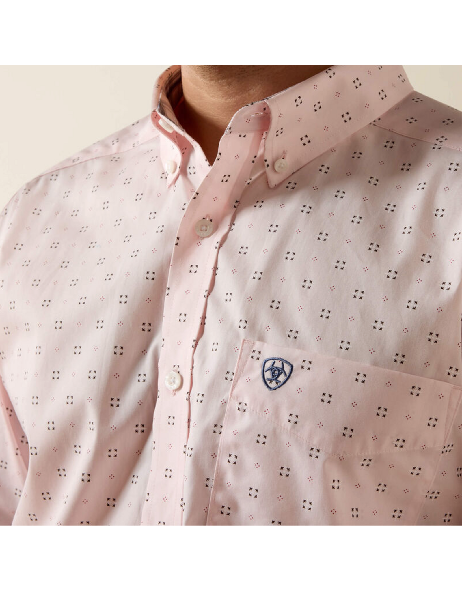 ARIAT SHIRT MNS ARIAT WALLY FITTED PINK GEO SQUARE