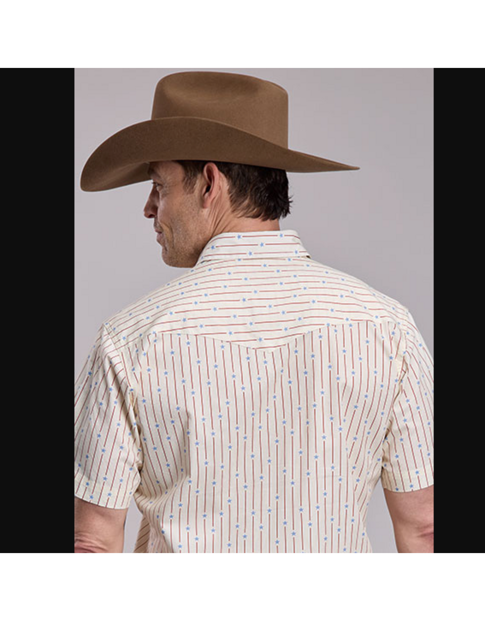 ROPER SHIRT MNS ROPER STAR & STRIPES CREAM SS