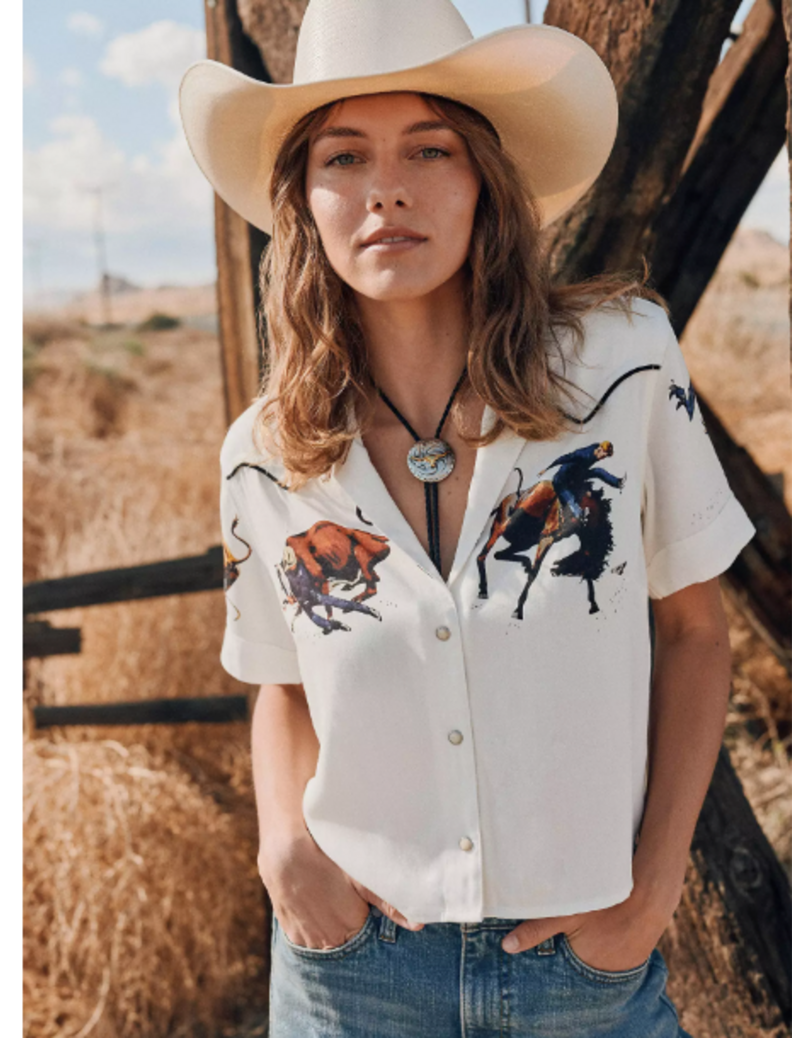 SHIRT WMS WRANGLER LW RODEO CAMP WHITE