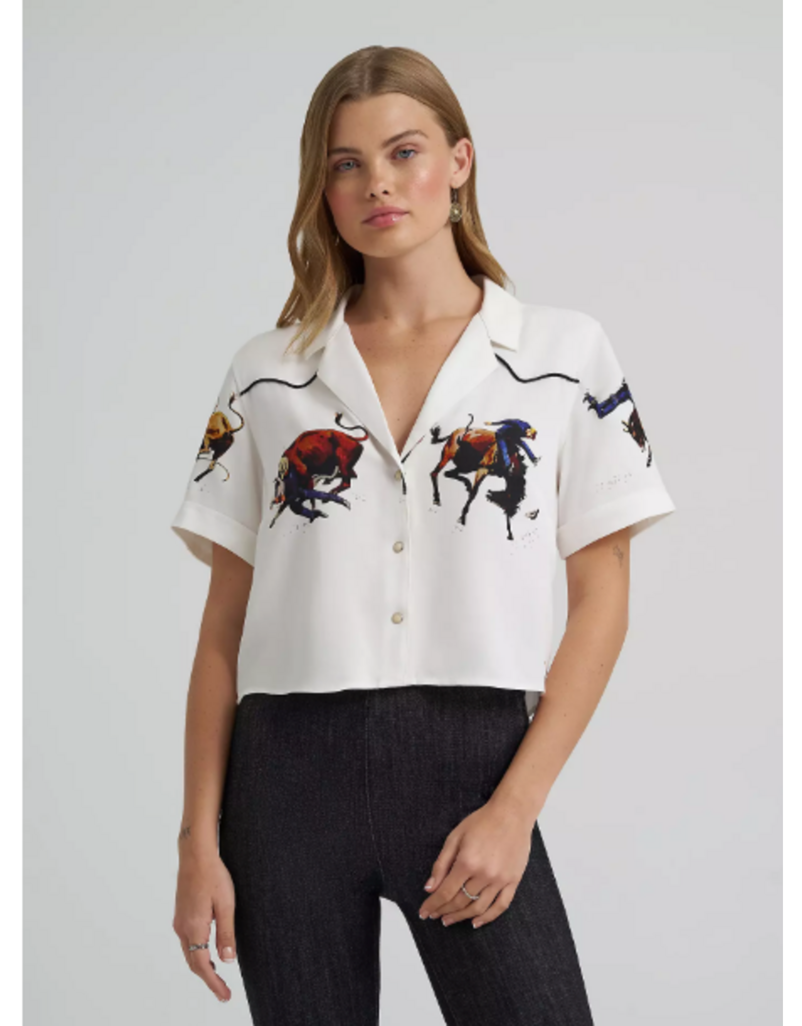 SHIRT WMS WRANGLER LW RODEO CAMP WHITE