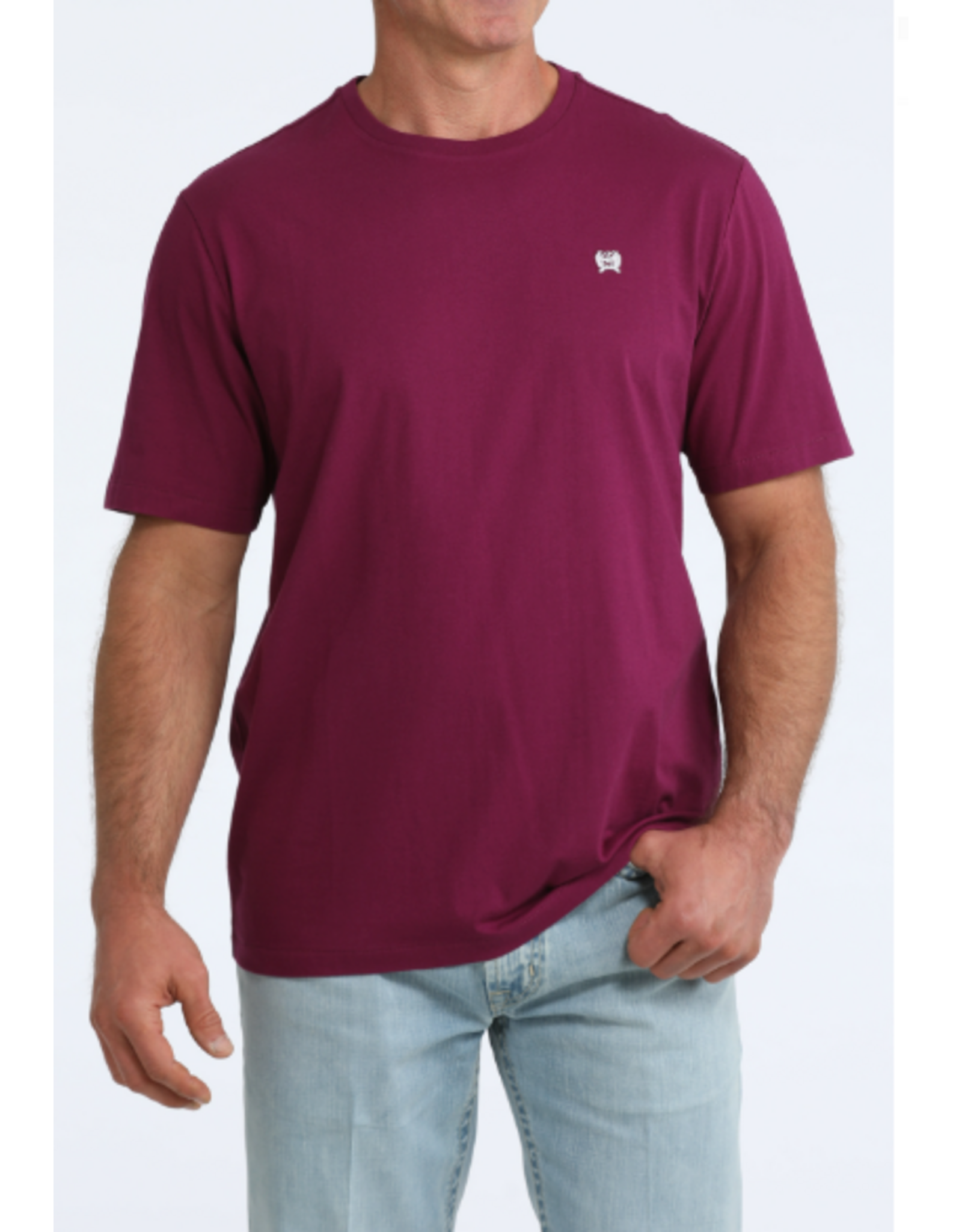 CINCH TSHIRT MNS CINCH ORCHID STITCHED CINCH LOGO WHITE