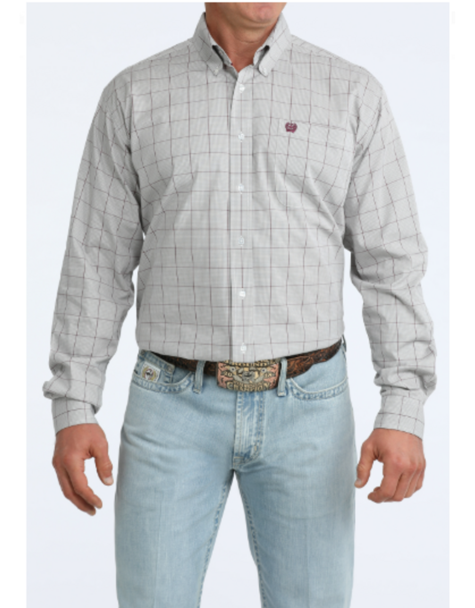 CINCH SHIRT MNS CINCH GRAY AND PURPLE PLAID