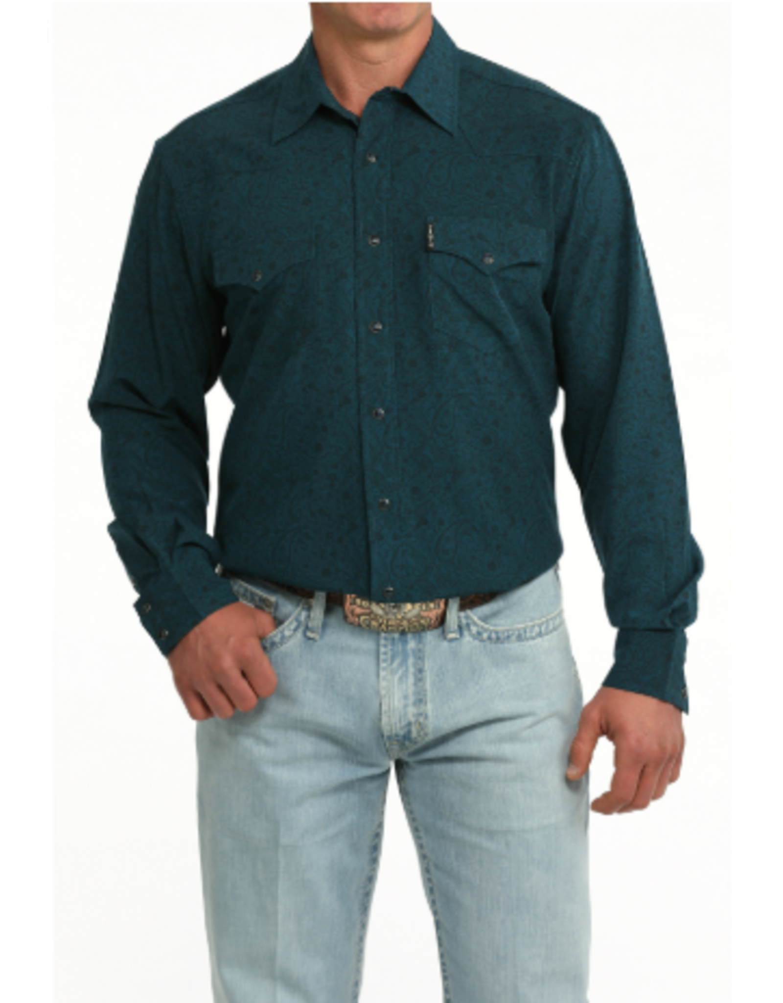 CINCH SHIRT MNS CINCH MODERN FIT LS BLUE AND BLACK PAISLEY