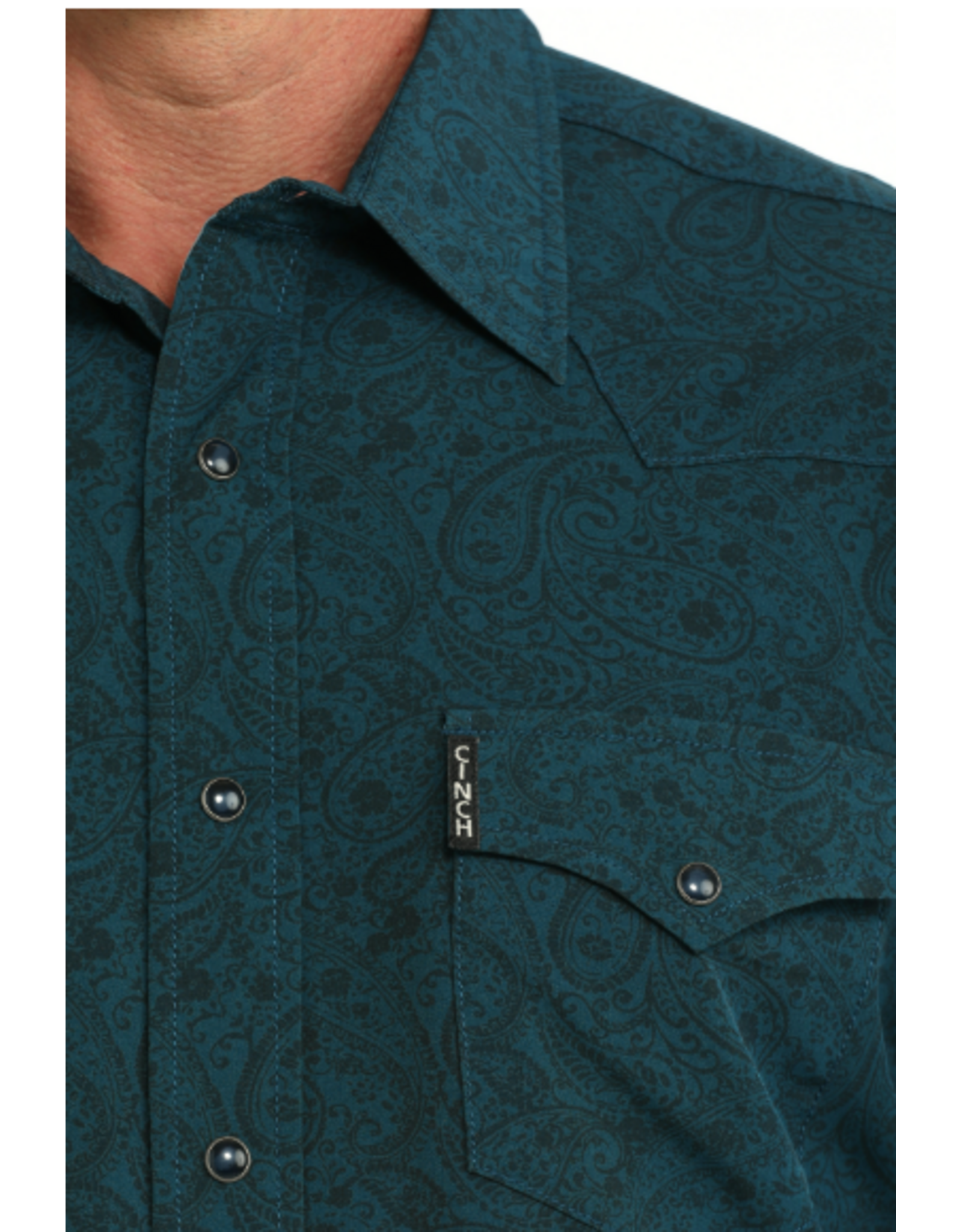 CINCH SHIRT MNS CINCH MODERN FIT LS BLUE AND BLACK PAISLEY
