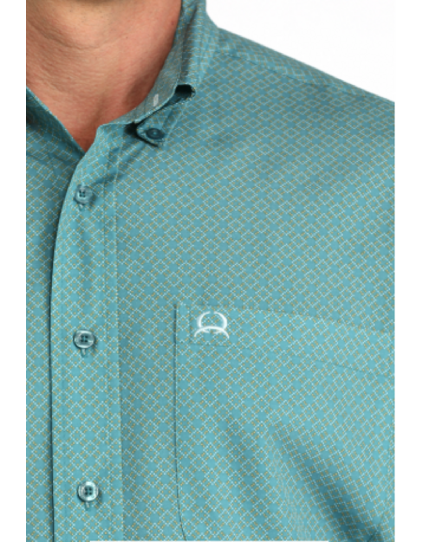 CINCH SHIRT MNS CINCH ARENAFLEX TEAL WITH DIAMONDS