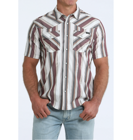 CINCH SHIRT MNS CINCH CAMP SS WHITE & PURPLE STRIPE