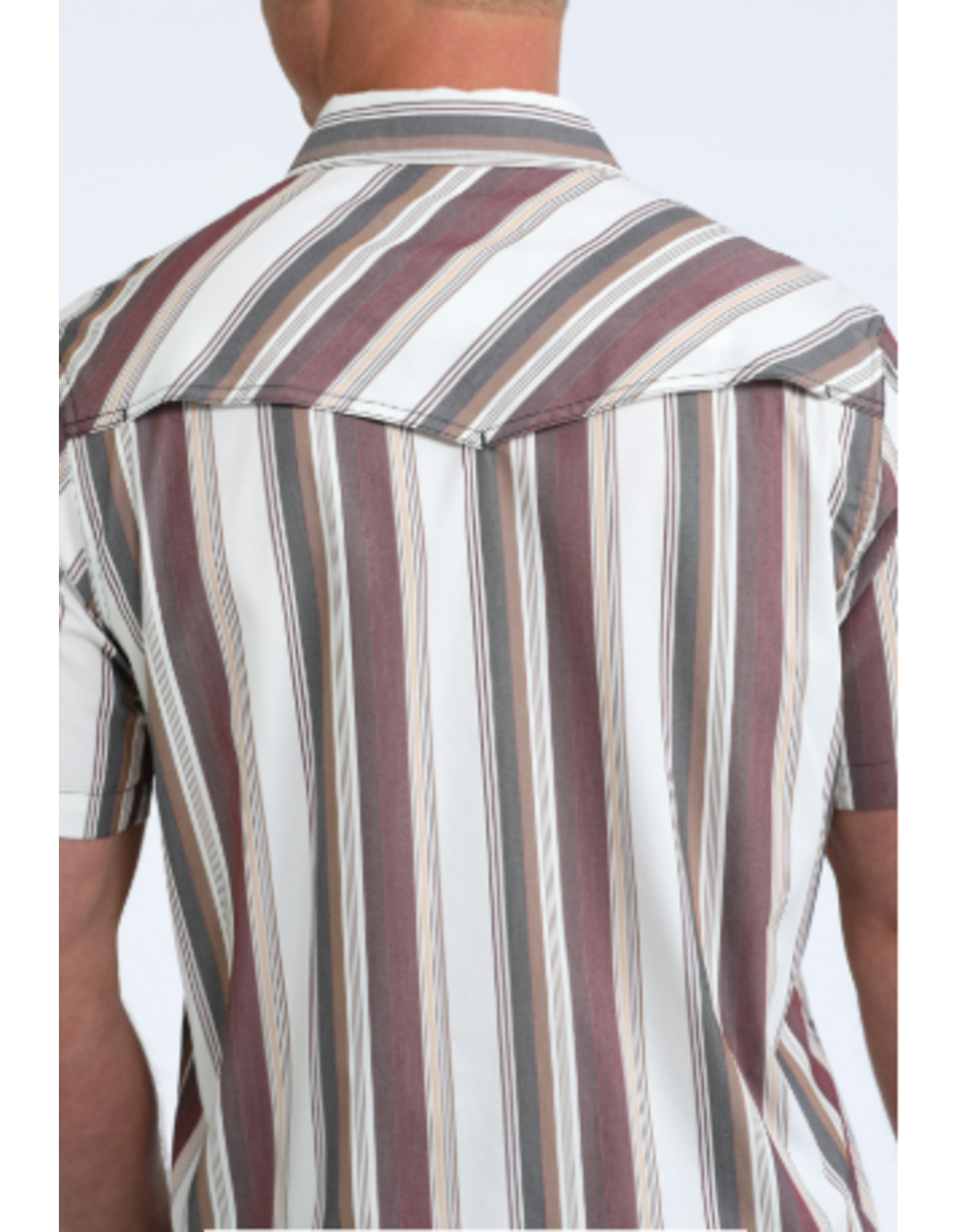 CINCH SHIRT MNS CINCH CAMP SS WHITE & PURPLE STRIPE