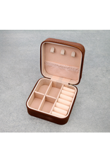 JEWELRY CASE BROWN LEATHER CHECKERED SPADE