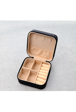 JEWELRY CASE BLACK WITH LEATHER TOOLED PATCHED TURQ EDGE
