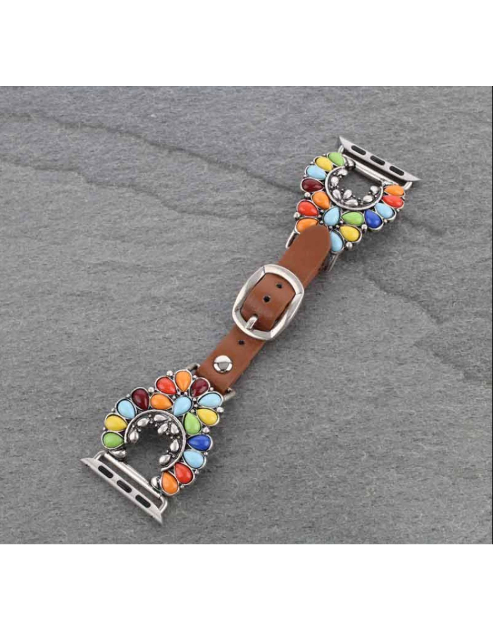 APPLE WATCH BAND LEATHER WITH MULTI COLOR SQUASH