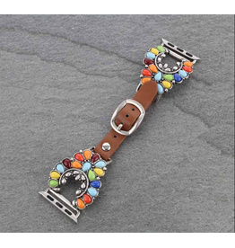 APPLE WATCH BAND LEATHER WITH MULTI COLOR SQUASH