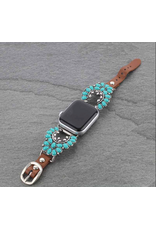 APPLE WATCH BAND LEATHER WITH TURQUOISE SQUASH