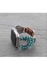 APPLE WATCH BAND LEATHER WITH TURQUOISE SQUASH