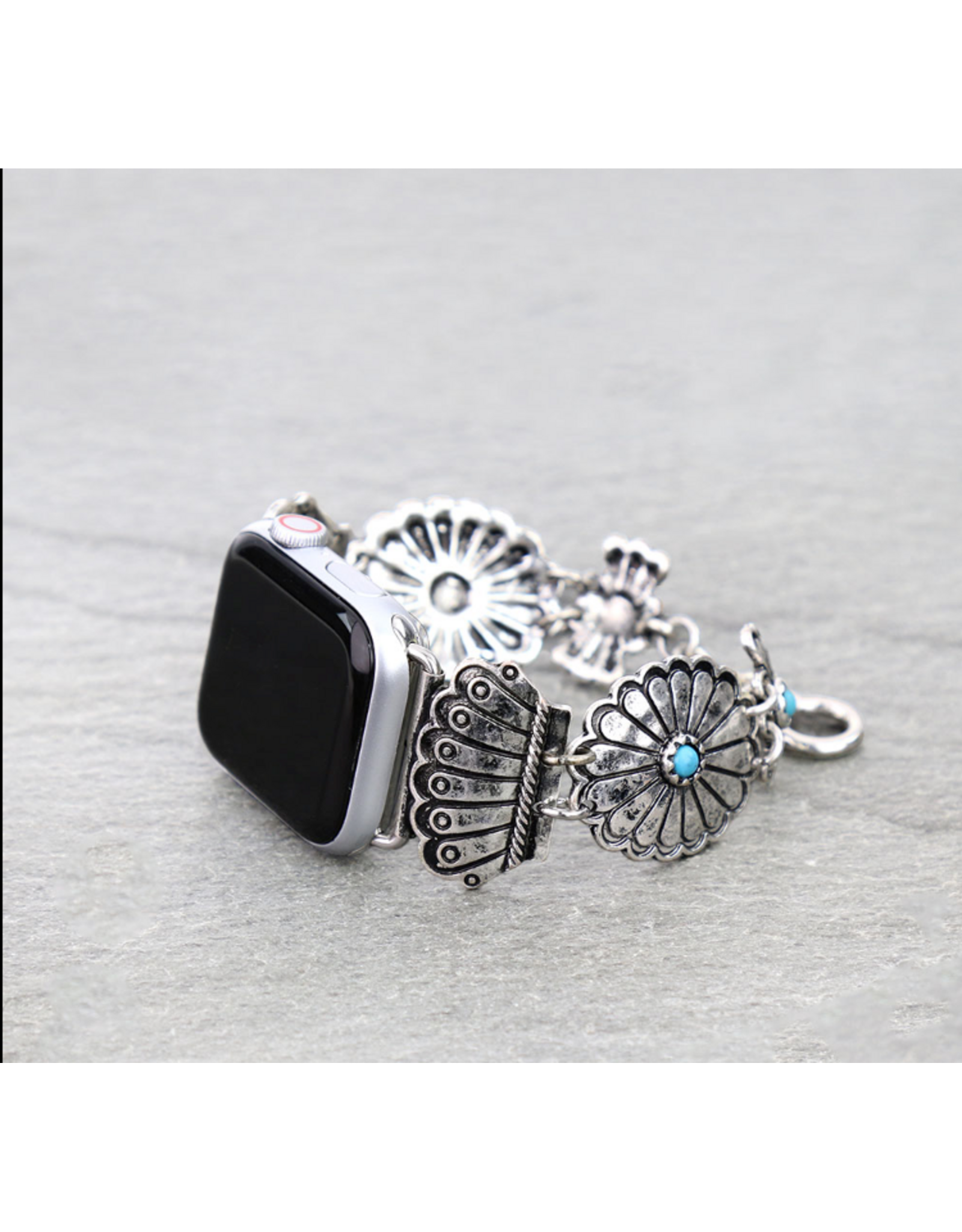APPLE WATCH BAND WESTERN CONCHO WITH TURQ STONES