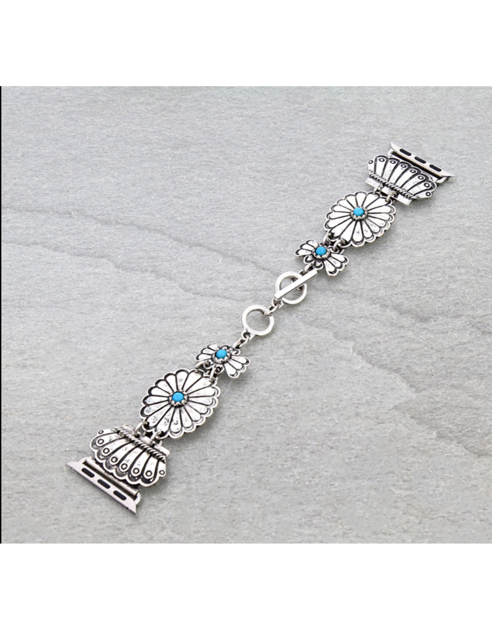 APPLE WATCH BAND WESTERN CONCHO WITH TURQ STONES
