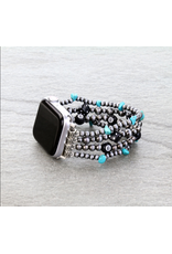 APPLE WATCH BAND STRETCH NAVAJO PEARL 8 BALL DICE TURQ STONES