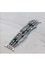 APPLE WATCH BAND STRETCH NAVAJO PEARL 8 BALL DICE TURQ STONES