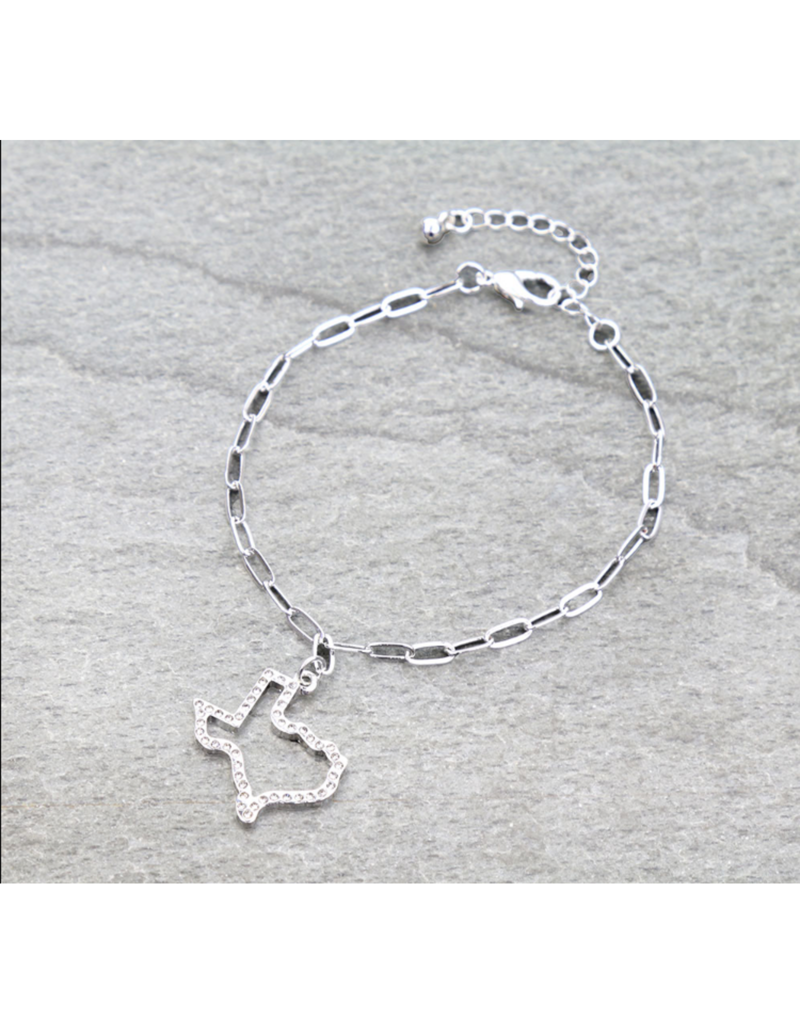 BRACELET TEXAS MAP PAVE STONE LINK
