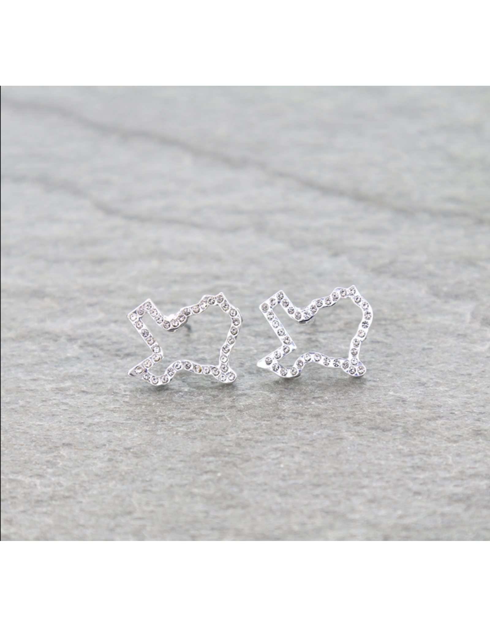 EARRINGS STUDS TEXAS MAP PAVE STONE