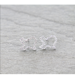 EARRINGS STUDS TEXAS MAP PAVE STONE