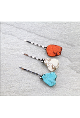 BOBBY PIN SET OF 3 WITH SEMI STONES TURQ, WHT, ORNG
