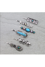 BOBBY PINS SET OF 6 TURQUOISE, YEEHAW, HORSES, FLOWERS