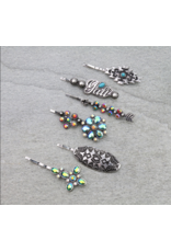 BOBBY PIN WESTERN SET OF 6 TURQ AND GEMSTONE CROSS, FLOWER