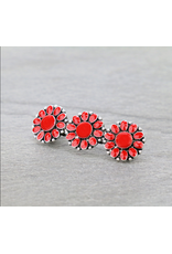 HAIR CLIP BARRETTE WESTERN RED FLOWERS