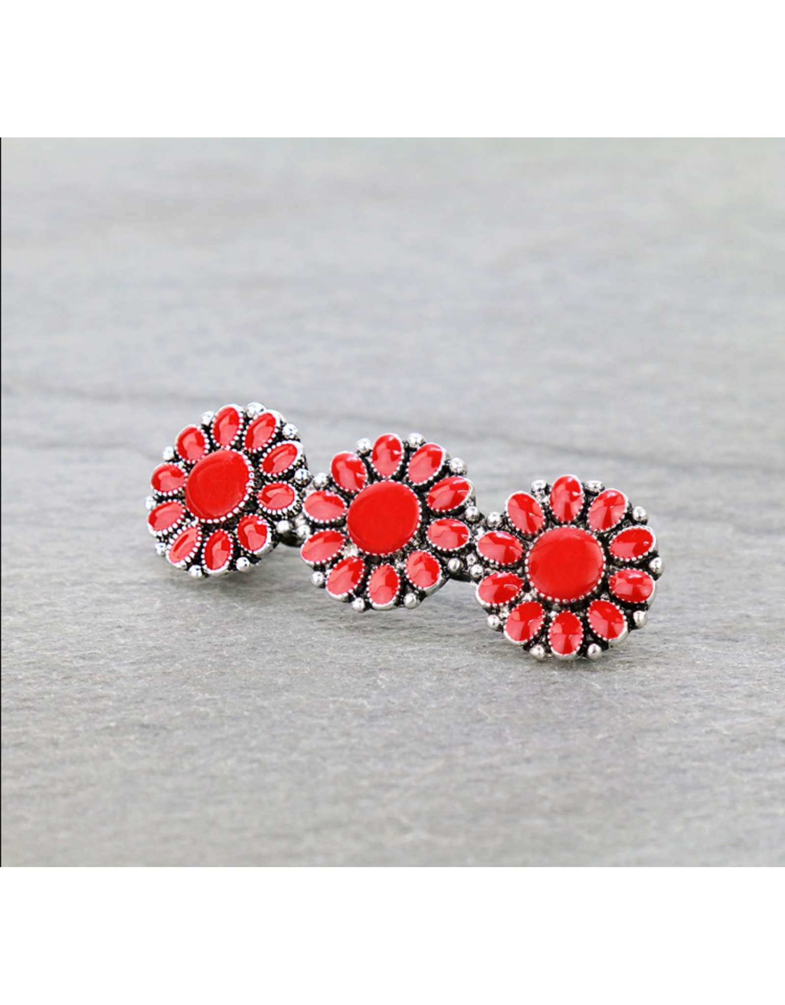 HAIR CLIP BARRETTE WESTERN RED FLOWERS
