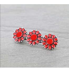 HAIR CLIP BARRETTE WESTERN RED FLOWERS