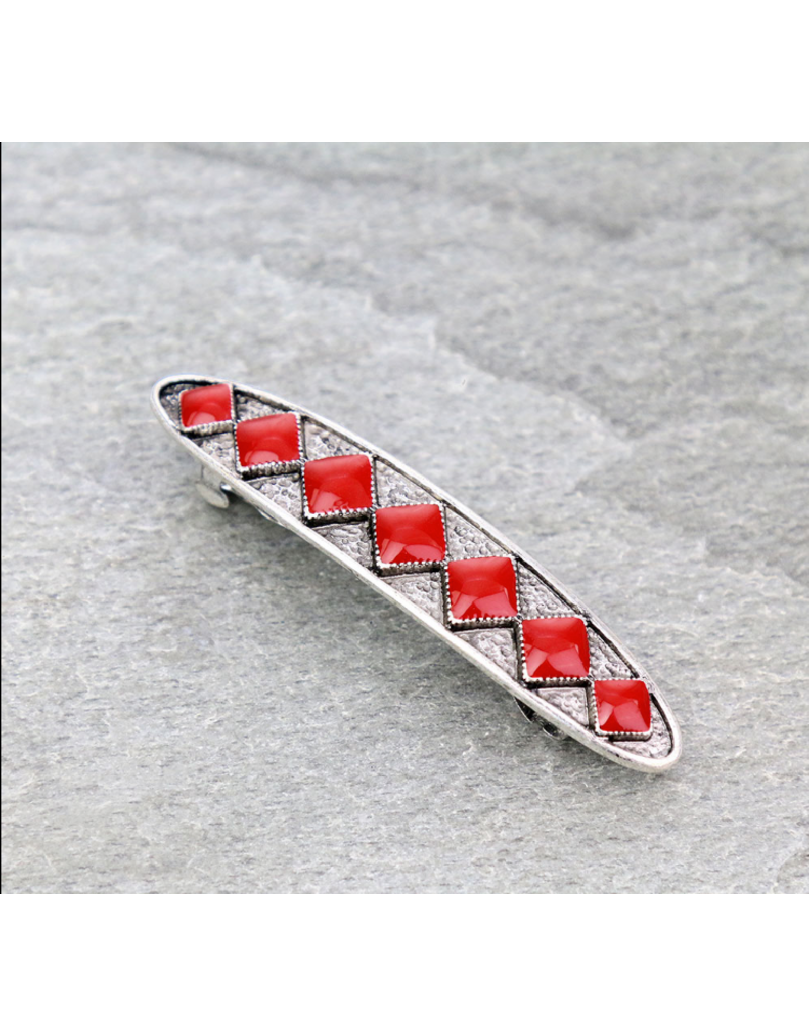 HAIR BARRETTE RED DIAMOND STONES
